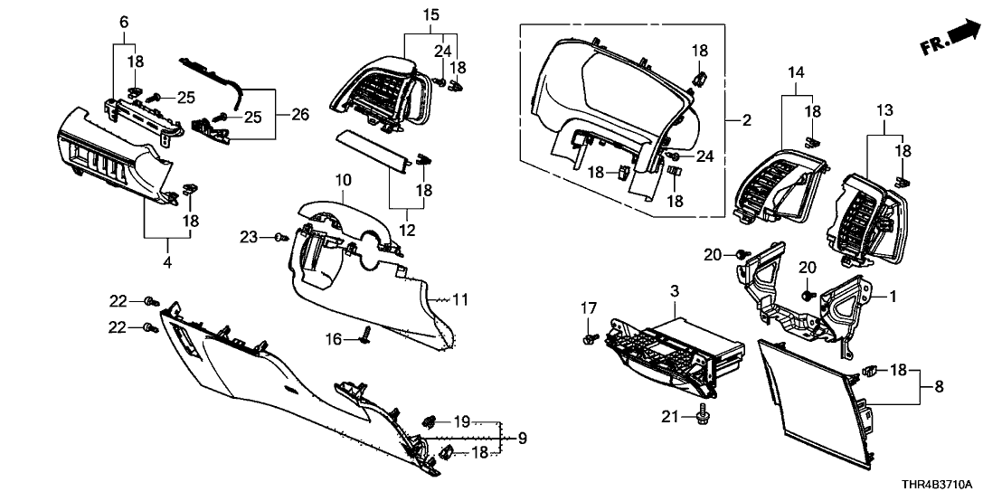 Honda 77242-THR-A11ZA Garnish Assy., Middle *NH892L*(Driver Side) (MIRROR BLACK)