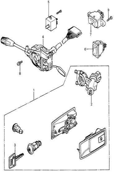 Honda 35010-692-676 Lock Set, Cylinder