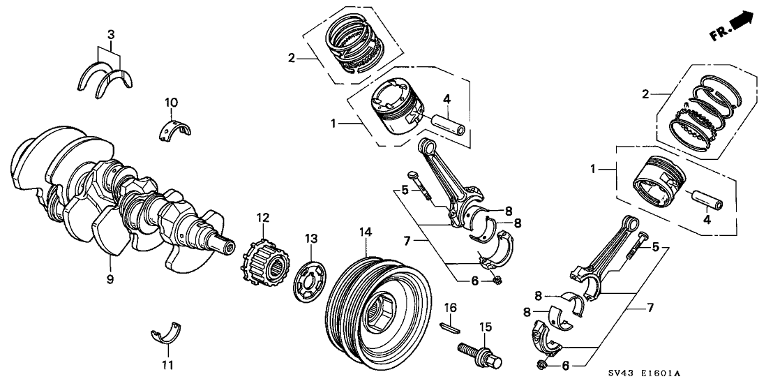 Honda 13324-PL2-J02 Bearing D, Main (Yellow) (Taiho)