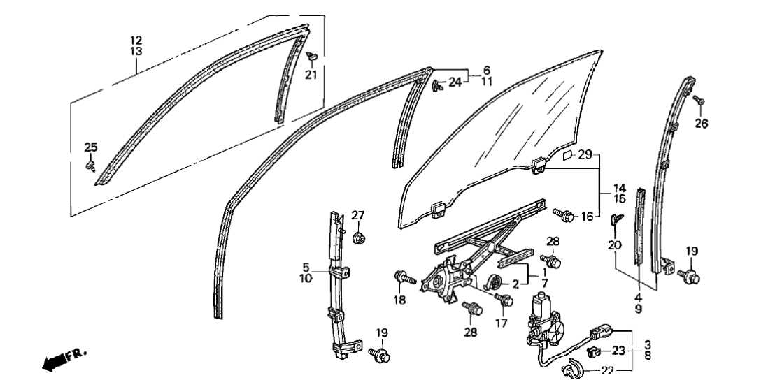 Honda 73350-S30-A51 Glass Assy., L. FR. Door