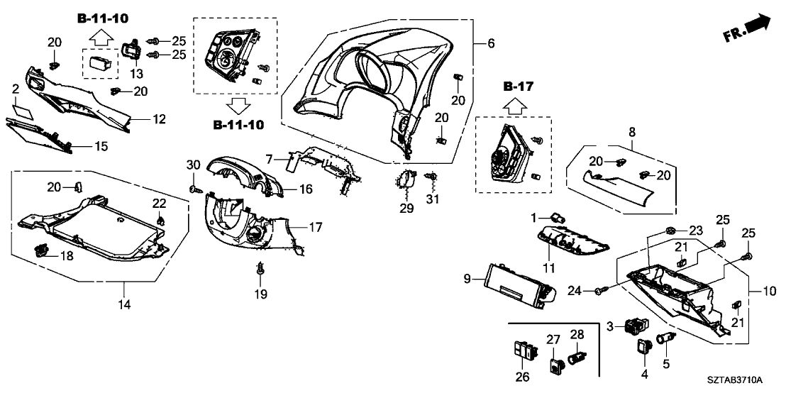 Honda 77305-SZT-A01ZA Cover Assy., Driver (Lower) *NH167L* (GRAPHITE BLACK)