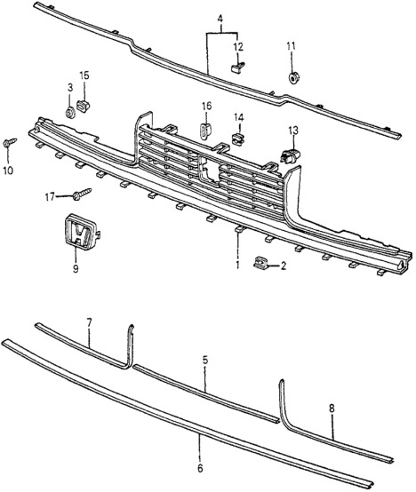 Honda 62320-SA5-670 Molding, FR. Grille (Upper)