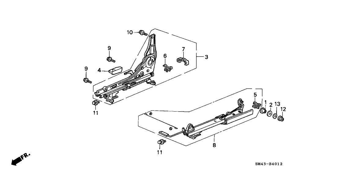 81270-SM4-A01 Honda Right Slide Adjuster (Inner)
