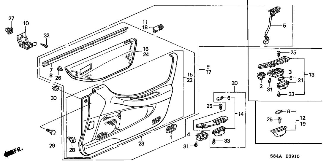 Honda 83500-S4K-A82ZA Lining Assy., R. FR. Door *NH284L* (LEA) (LIGHT QUARTZ GRAY)