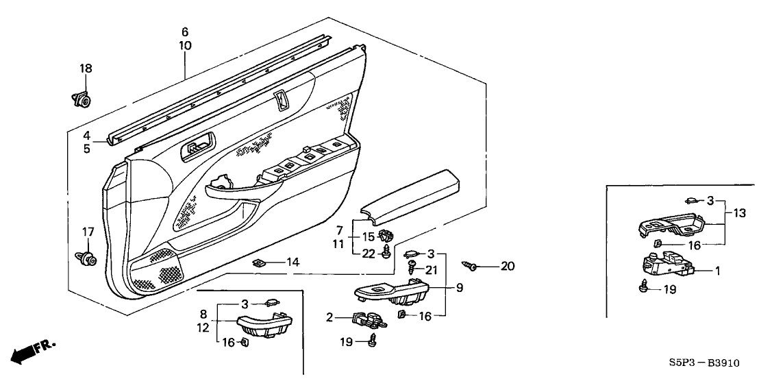 Honda 83511-S5P-A21ZG Panel, Power Window Sub-Switch*NH356L* (MAGNUM SILVER METALLIC)