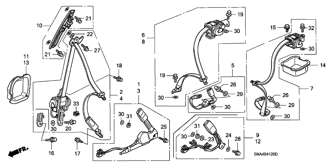 Honda 04814-SNE-A01ZC Tongue Set, Right Front Seat Belt (Outer) (Graphite Black)