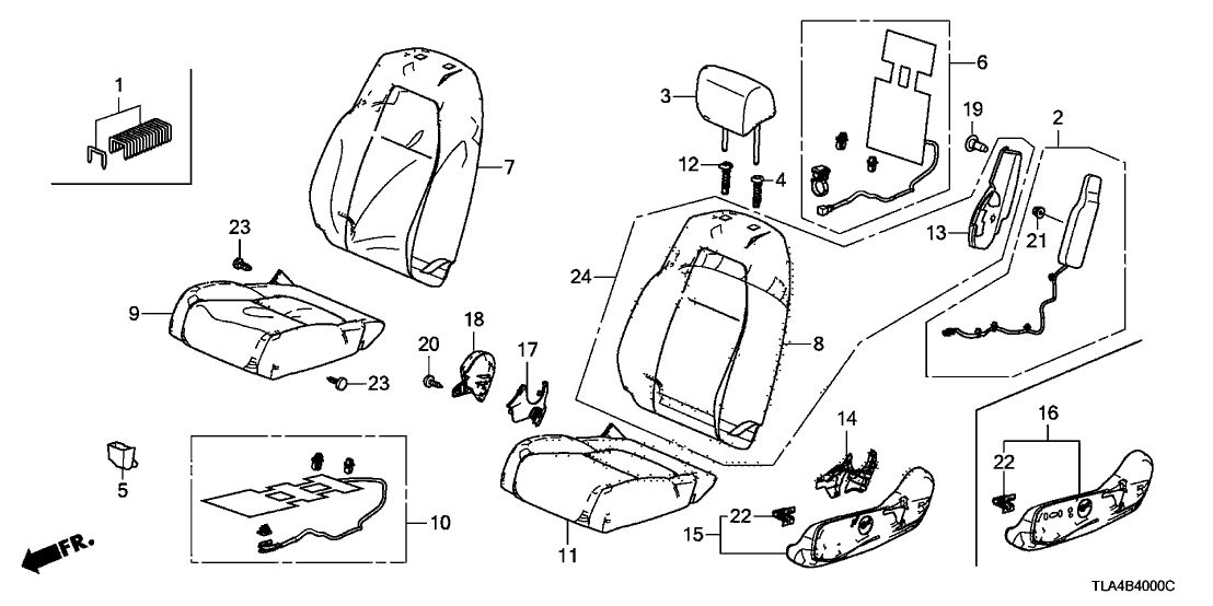 Honda 81140-TNC-J51ZB HEADREST ASSY., FR. *NH900L* (LEA) (DEEP BLACK)