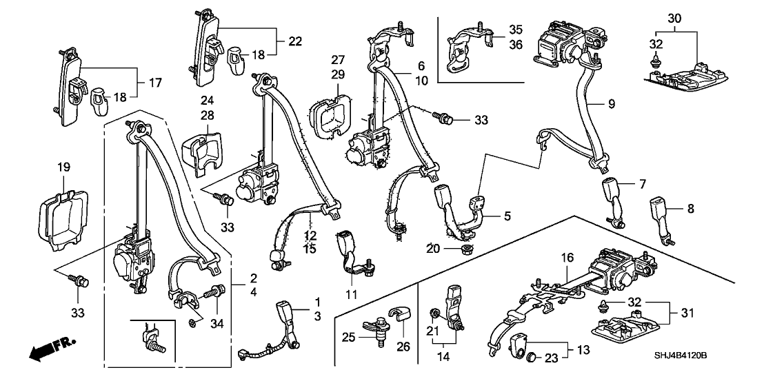 Honda 82491-SHJ-A00 Protector, R. RR. Seat Belt