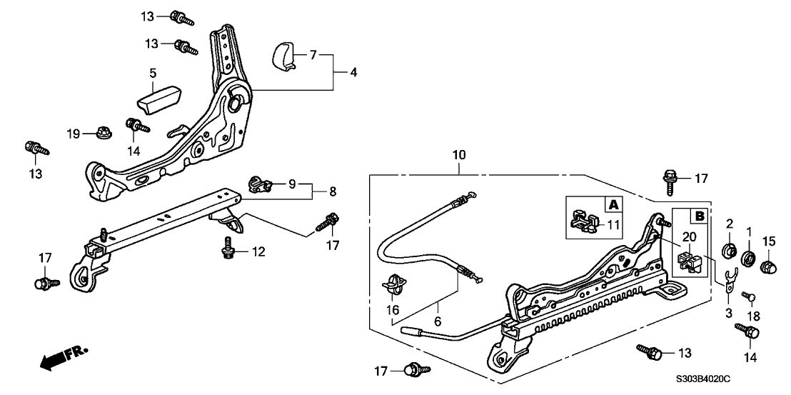 Honda 81270-S30-A11 Adjuster, R. Slide (Inner)