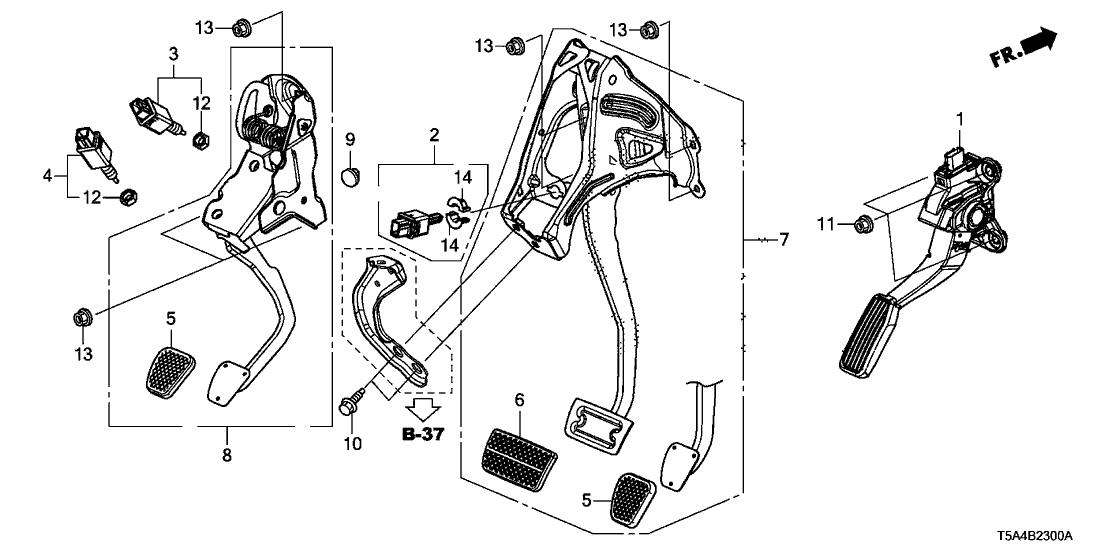 Honda 46600-T9A-P51 Pedal Assy., Brake