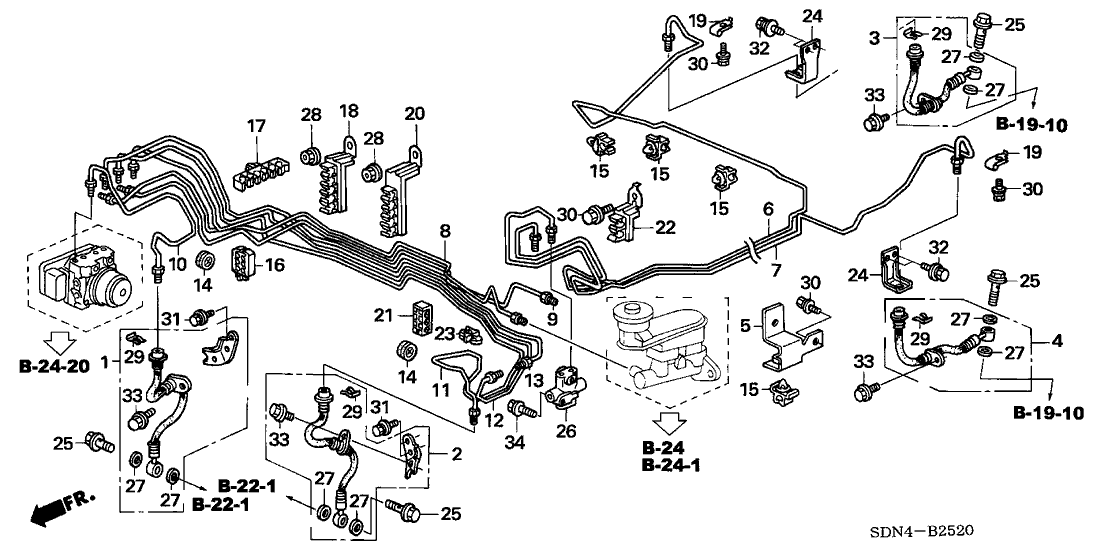 Honda 46391-SDB-003 Clip A, Brake Pipe