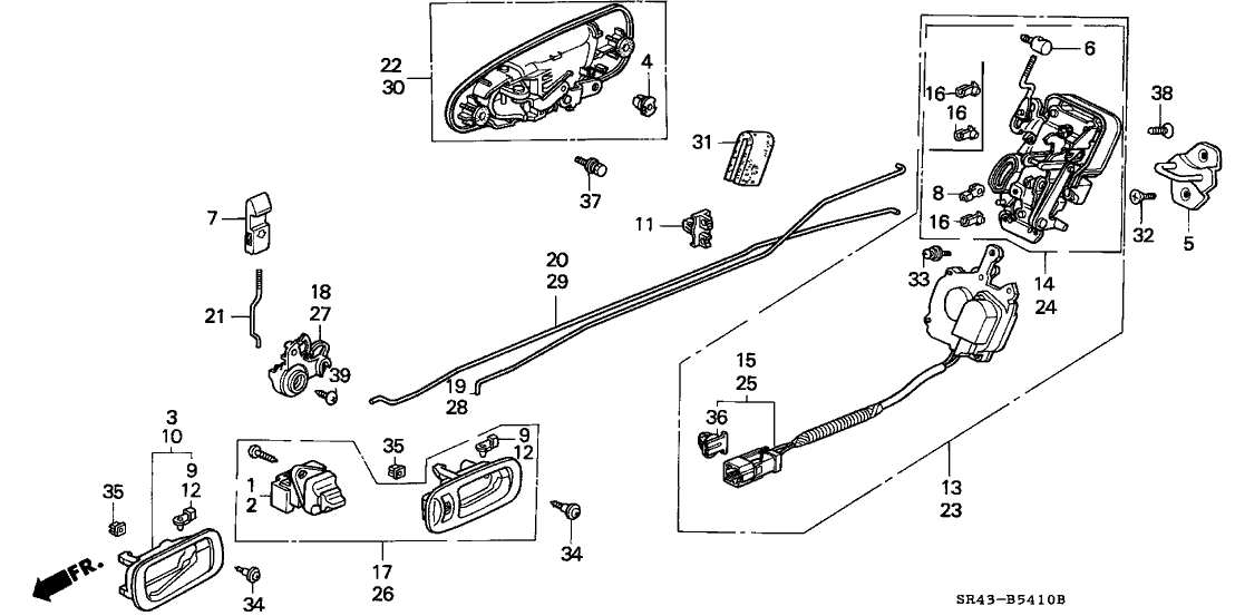 Honda 72640-SR4-J01ZG Handle Assembly, Right Rear (Outer) (Torino Red Pearl)