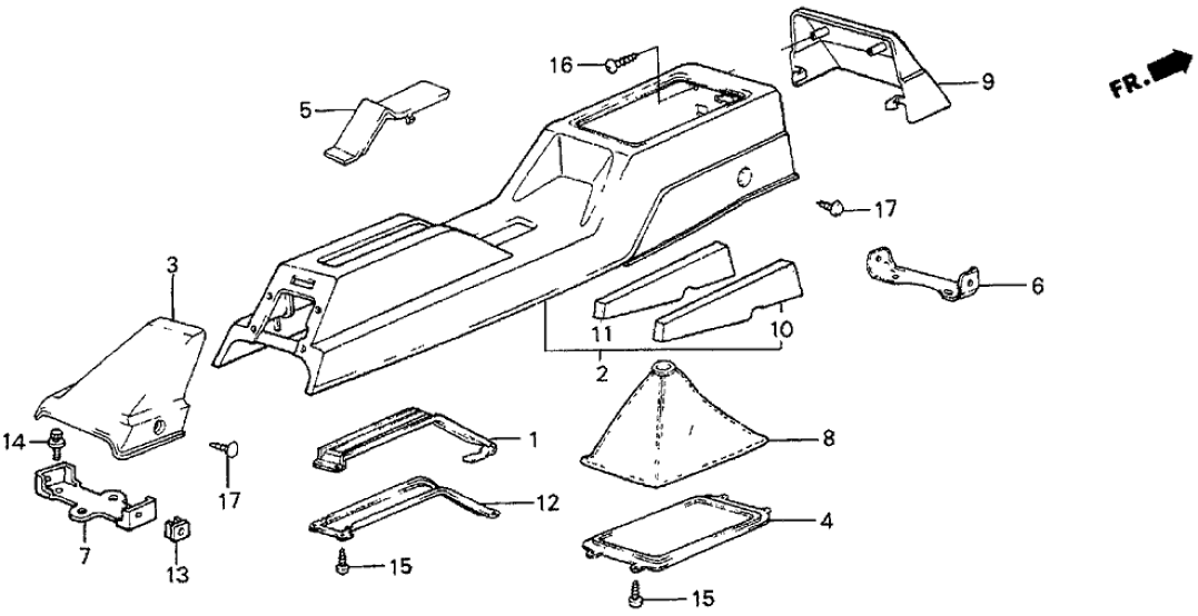 Honda 77701-SB0-000ZB Console, Center *NH1L* (BLACK)