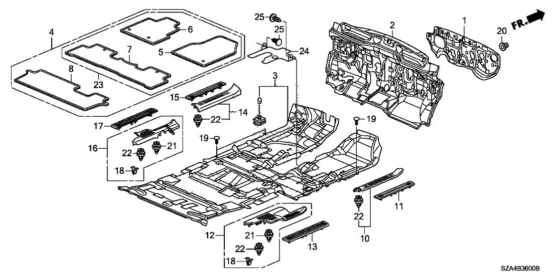 Honda 83302-SZA-A00 Insulator, FR. Floor