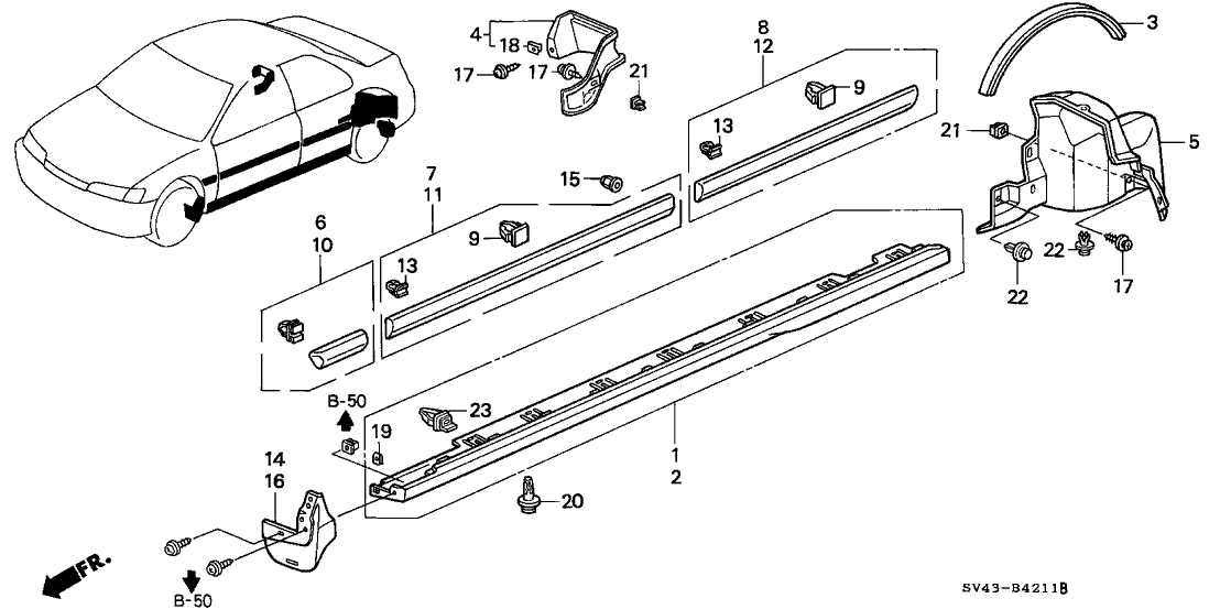 Honda 75323-SV1-A01ZD Protector, L. RR. Door *NH538* (FROST WHITE)