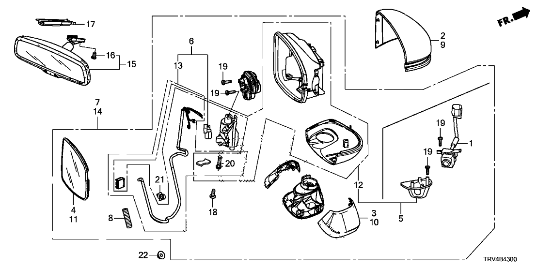 Honda 76201-TRT-A01ZE Housing Cap Passenger Side (Cobalt Blue Pearl)