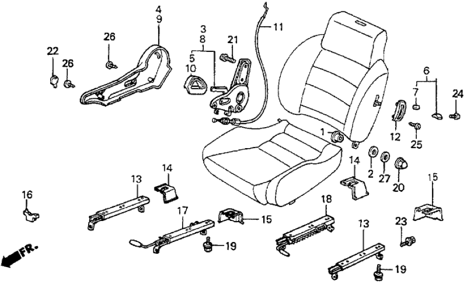 Honda 77254-SB0-661ZG Knob B, R. Reclining *NH89L* (PALMY GRAY)