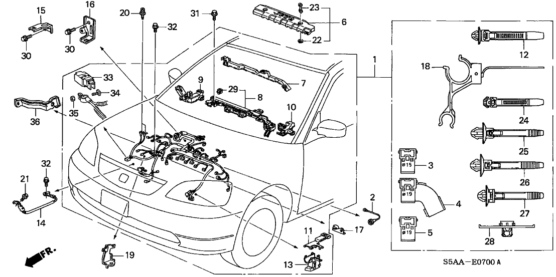 Honda 32742-PLM-A00 Stay B, Engine Wire Harness