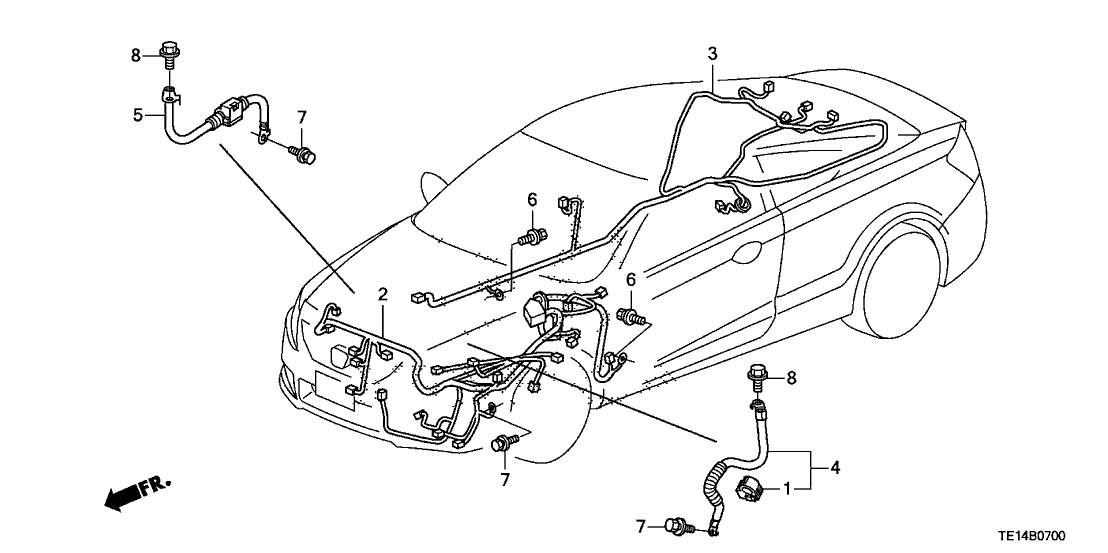 32140-TE0-A11 Honda Rear Side Wire Harness