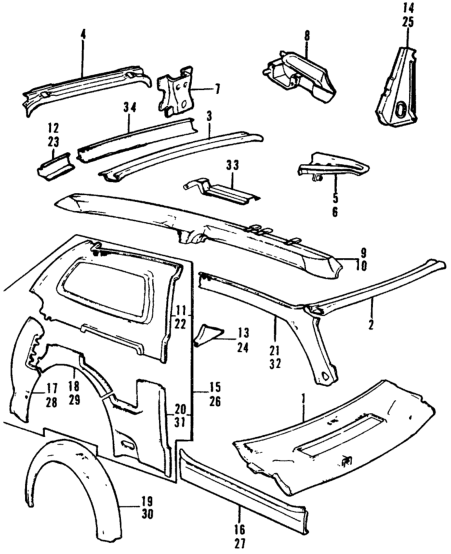 Honda 70288-634-661Z Stiffener, R. RR. Shock Absorber