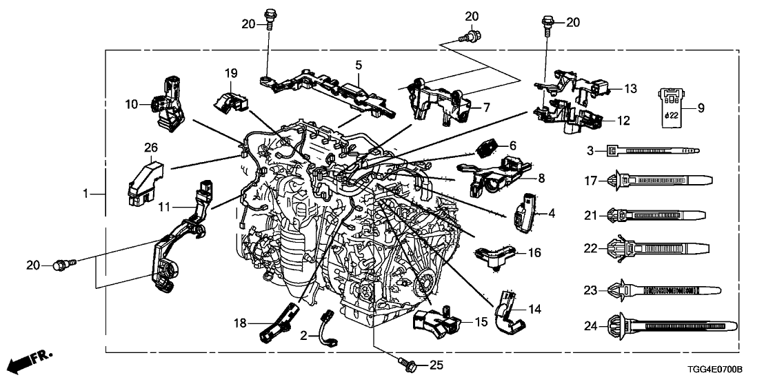 Honda 32133-5AA-A00 Holder,Eng Harn(A