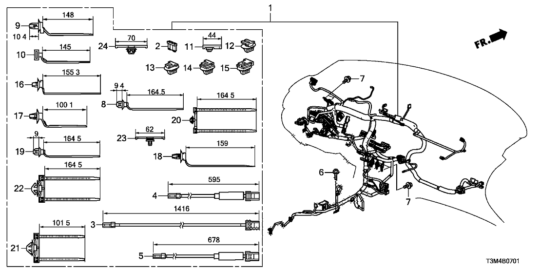 Honda 32117-T3L-A03 Wire Harness, Instrument