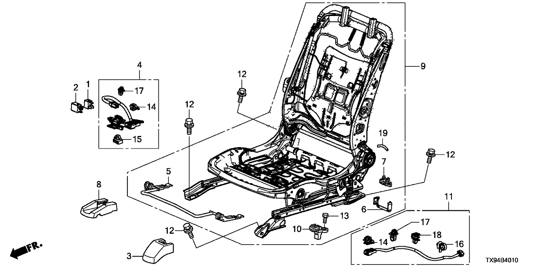 Honda 81526-TX9-A01 Frame, L. FR. Seat