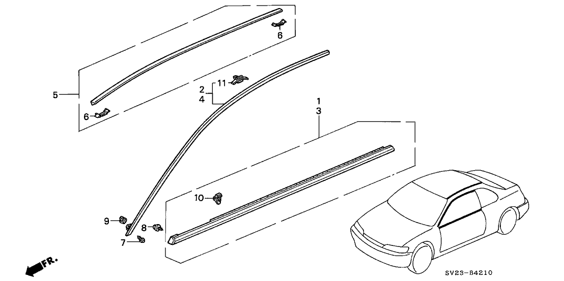 Honda 72460-SV2-A11 Molding, L. Drip Roof