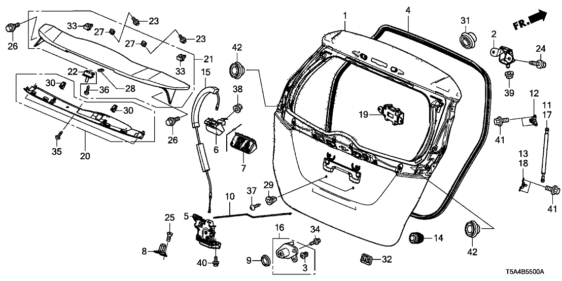 Honda 68210-T5A-003ZZ Hinge, Tailgate