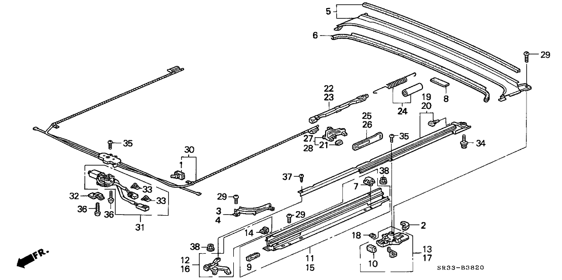 Honda 70325-SR3-003 Rail, L. Sunshade