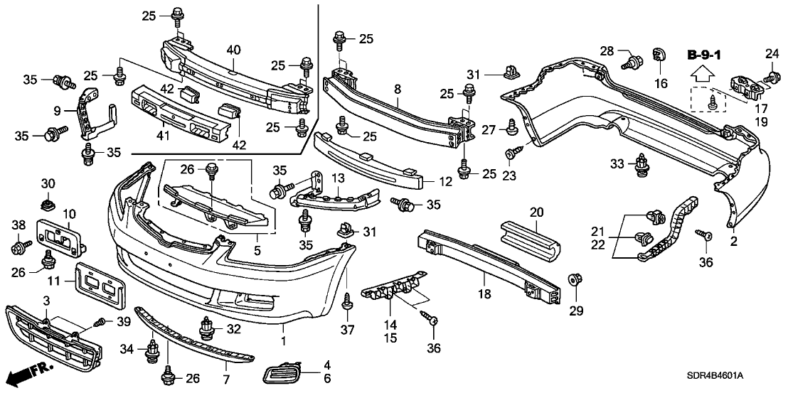 Honda 71172-SDR-A30 Box, FR. Bumper Beam