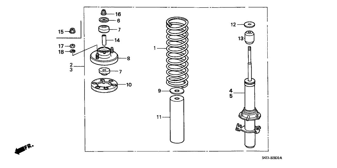Honda 51602-SH3-A11 Shock Absorber Assembly, Left Front