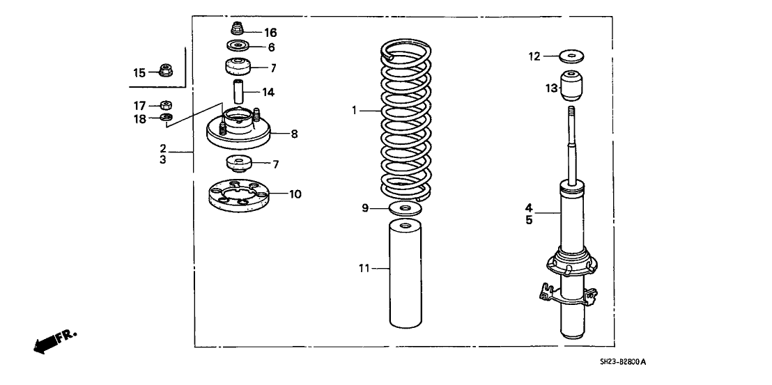 Honda 51605-SH3-901 Shock Absorber Unit, Right Front