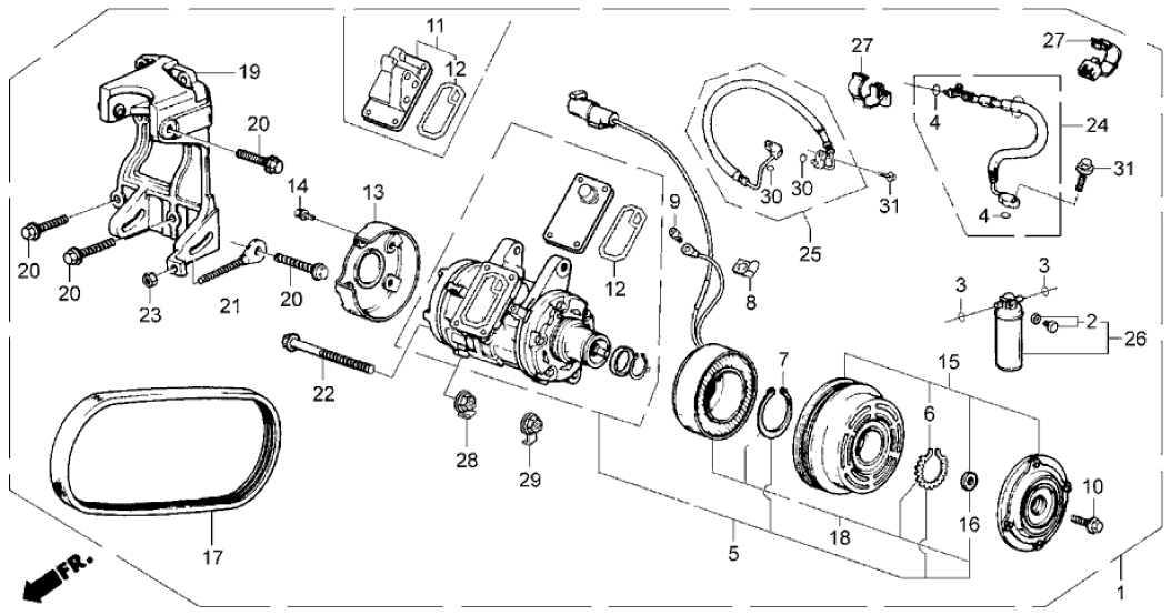 Honda 38020-PJ0-306 Compressor Sub-Assy. (Denso)