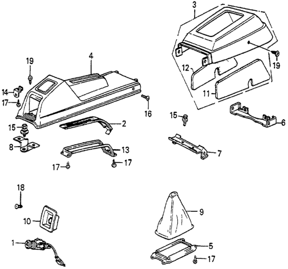 Honda 77703-SA5-010ZC Console, RR. *NH1L* (BLACK)