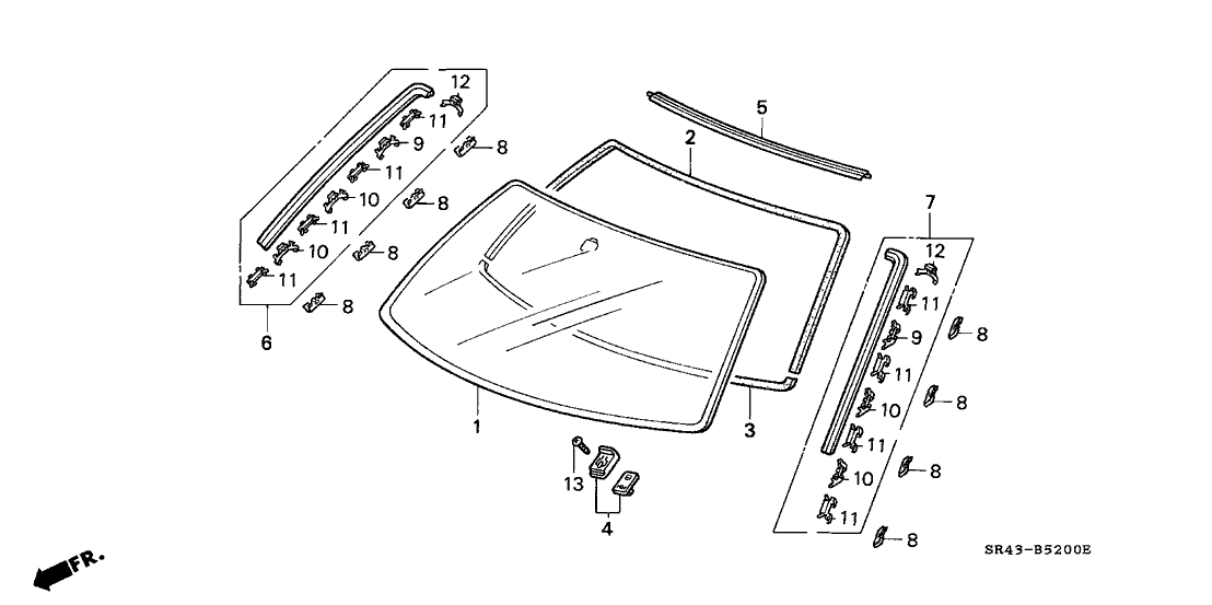 Honda 73111-SR1-E00 Glass, Front Windshield (Aptech)