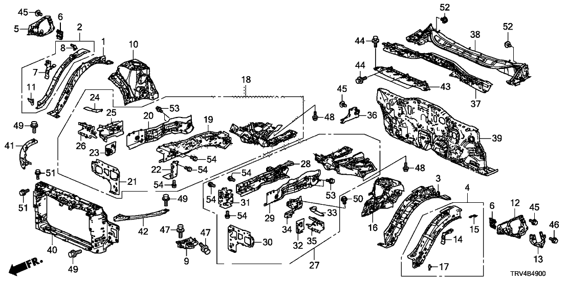 Honda 60970-TRV-A00 Gusset Comp, FR.