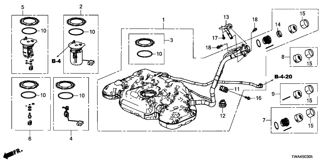 Honda 17664-TVA-A02 Clamp B, Fuel Filler