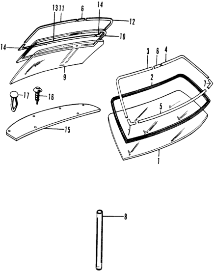 Honda 74202-647-000 Weatherstrip, RR. Windshield