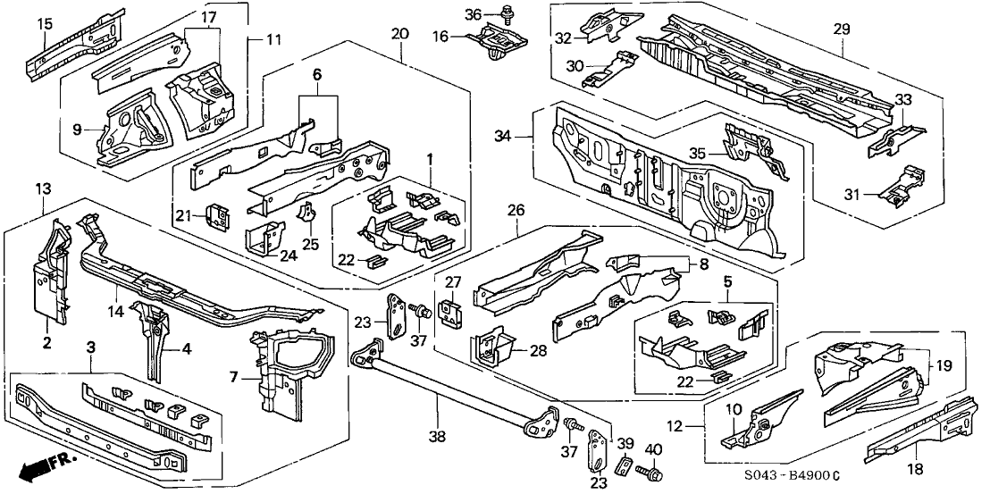 Honda 04605-S04-300ZZ Outrigger Set, L. FR. Side