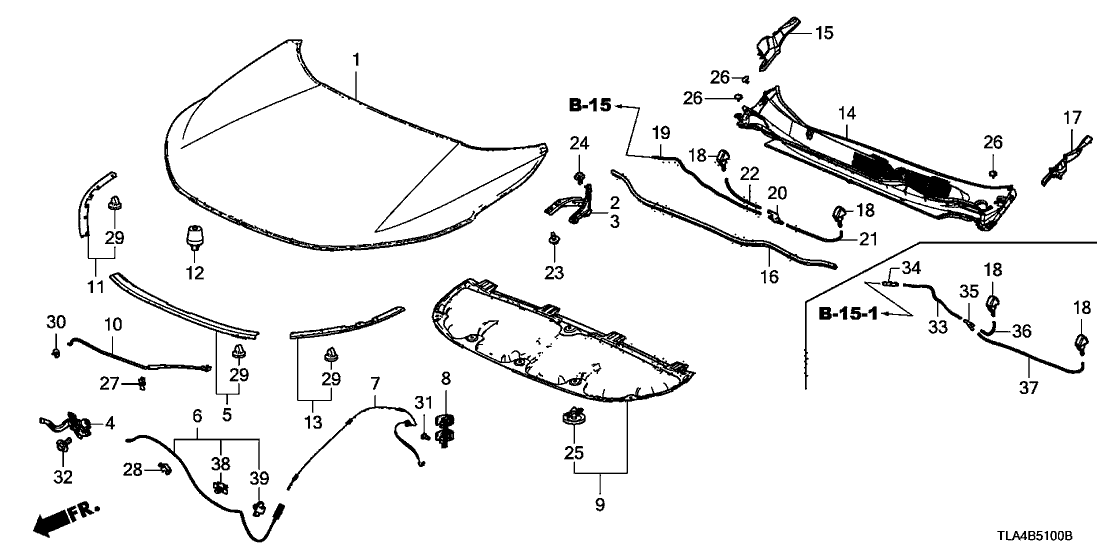 Honda 91505-TLA-A01 Clip,Hood Open Wi