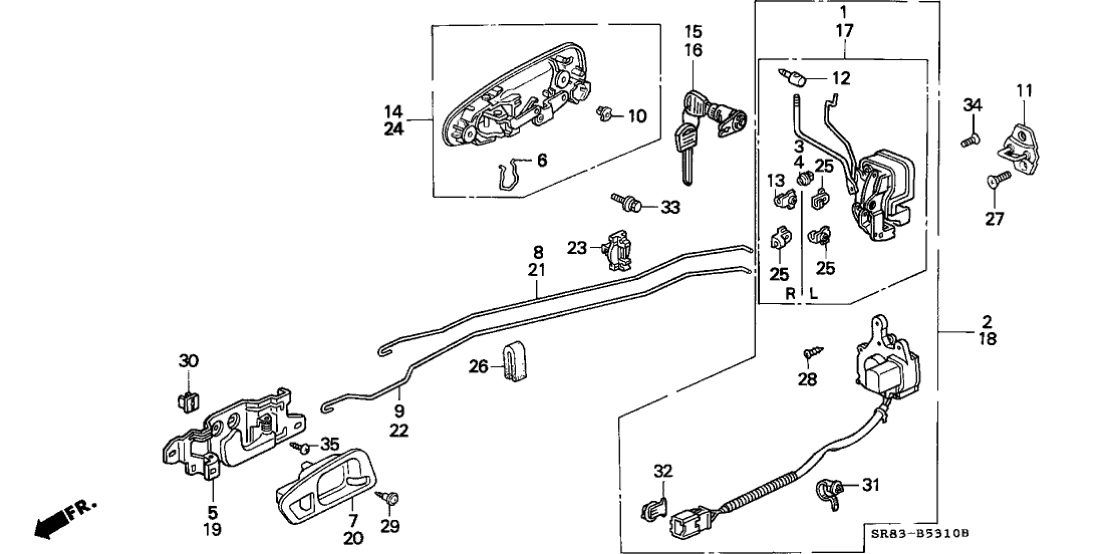 Honda 72131-SR0-A01 Rod, R. Inside