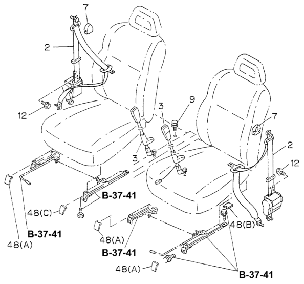 Honda 8-97150-694-0 Seat Belt, Passenger Side Driver (Buckle Side) (Gray)