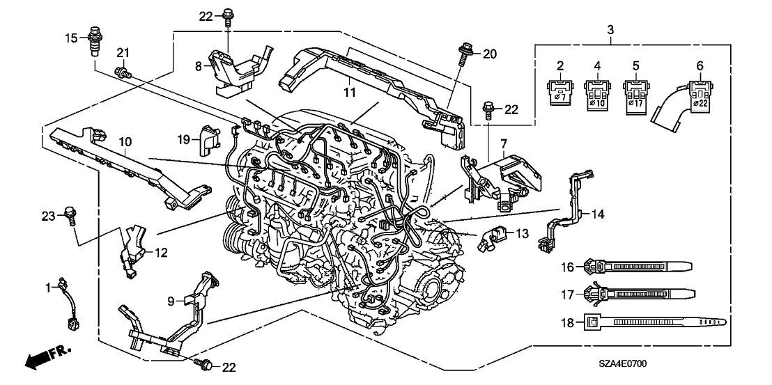 Honda 32132-RGW-A00 Holder F, Engine Harness