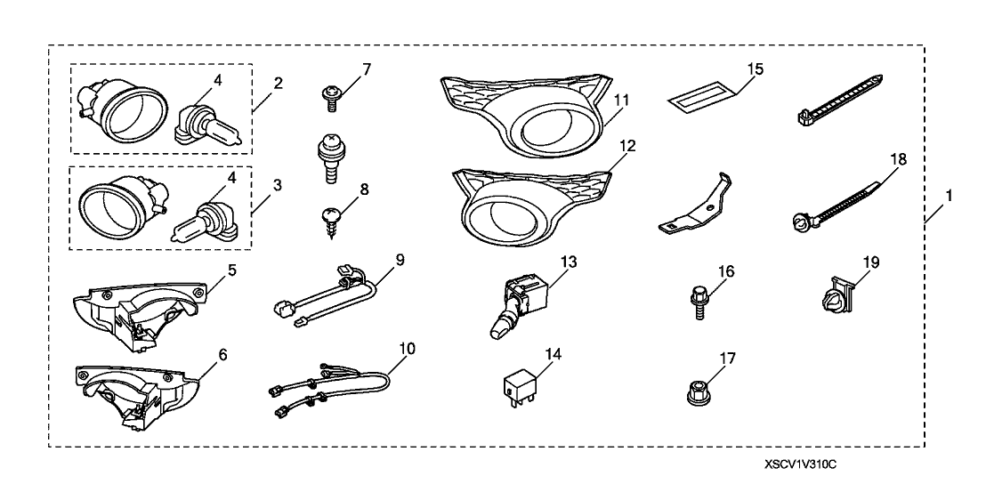 Honda 08V31-SCV-1M050 Garnish, R. Foglight