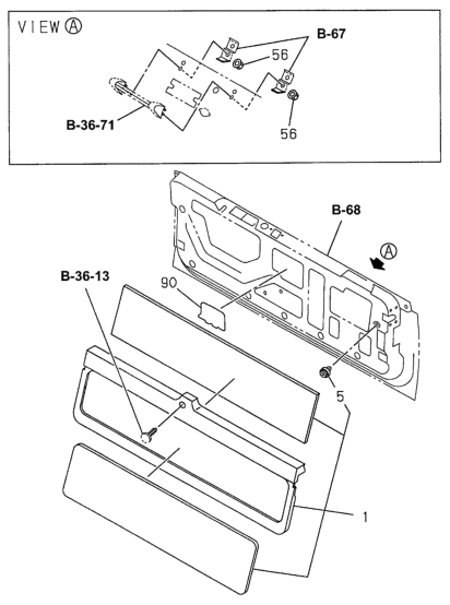8-97150-686-7 Honda Pad, Trim Back Door (Gray)