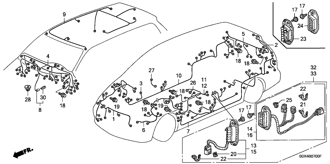Honda 32160-S0X-A10 Wire Harness, R. Side