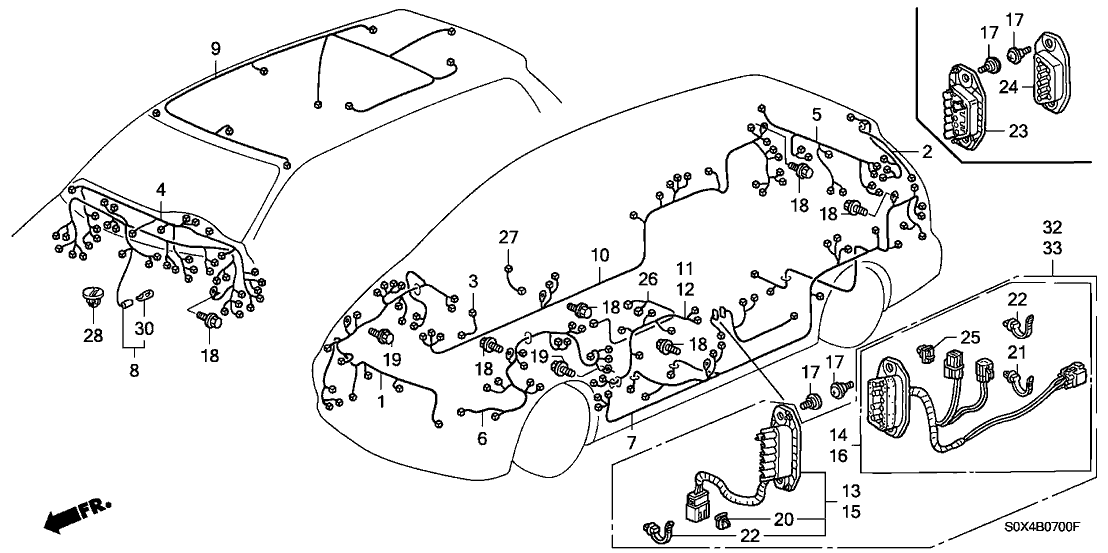 Honda 32160-S0X-A52 Wire Harness, R. Side