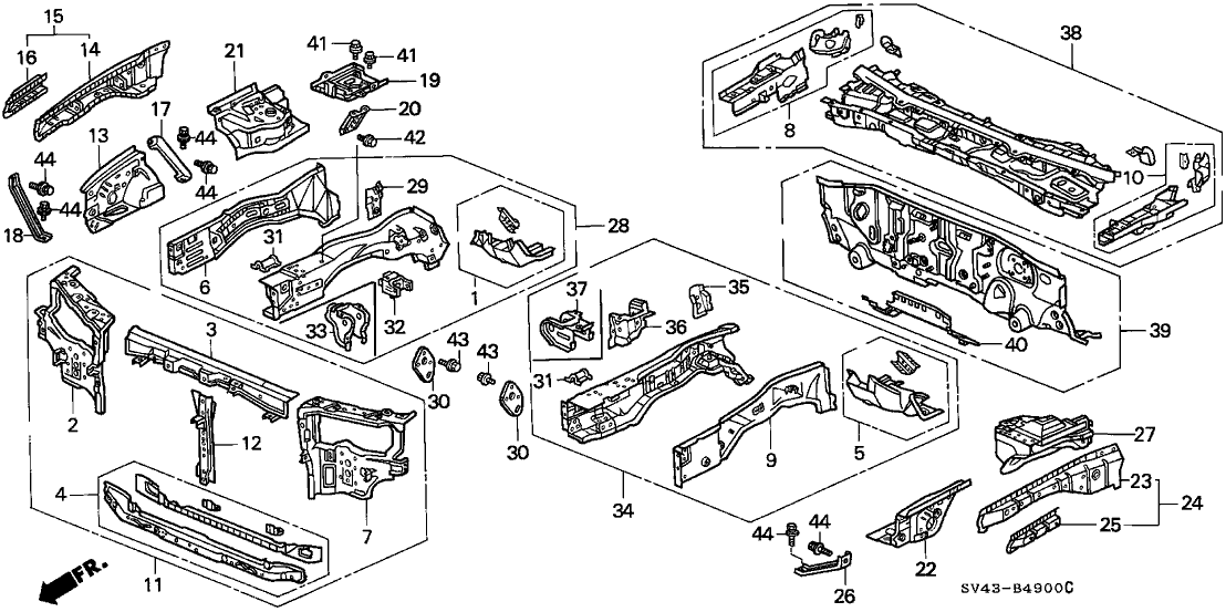 Honda 60910-SV4-A00ZZ Frame, L. FR. Side