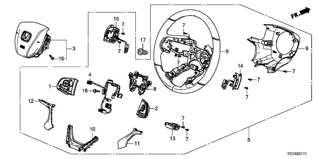 Honda 78501-TG7-A31ZA Grip Complete (Deep Black)